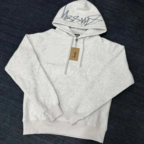 Stussy Basic Logo Heather Grey Hoodie